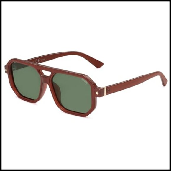 Retro Polarized Square Aviator Sunglasses UV400 Protection Unisex main image 6